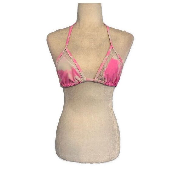 kendall kylie Pink White Tie Dye Triangle Bikini Top Xs - Picture 3 of 6
